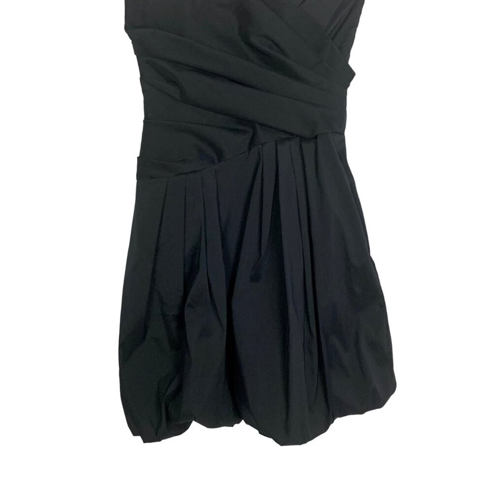 Betsy & Adam Taffeta Strapless Pleated 6 Mini Cocktail Dress Bubble Hem Black - Picture 7 of 11